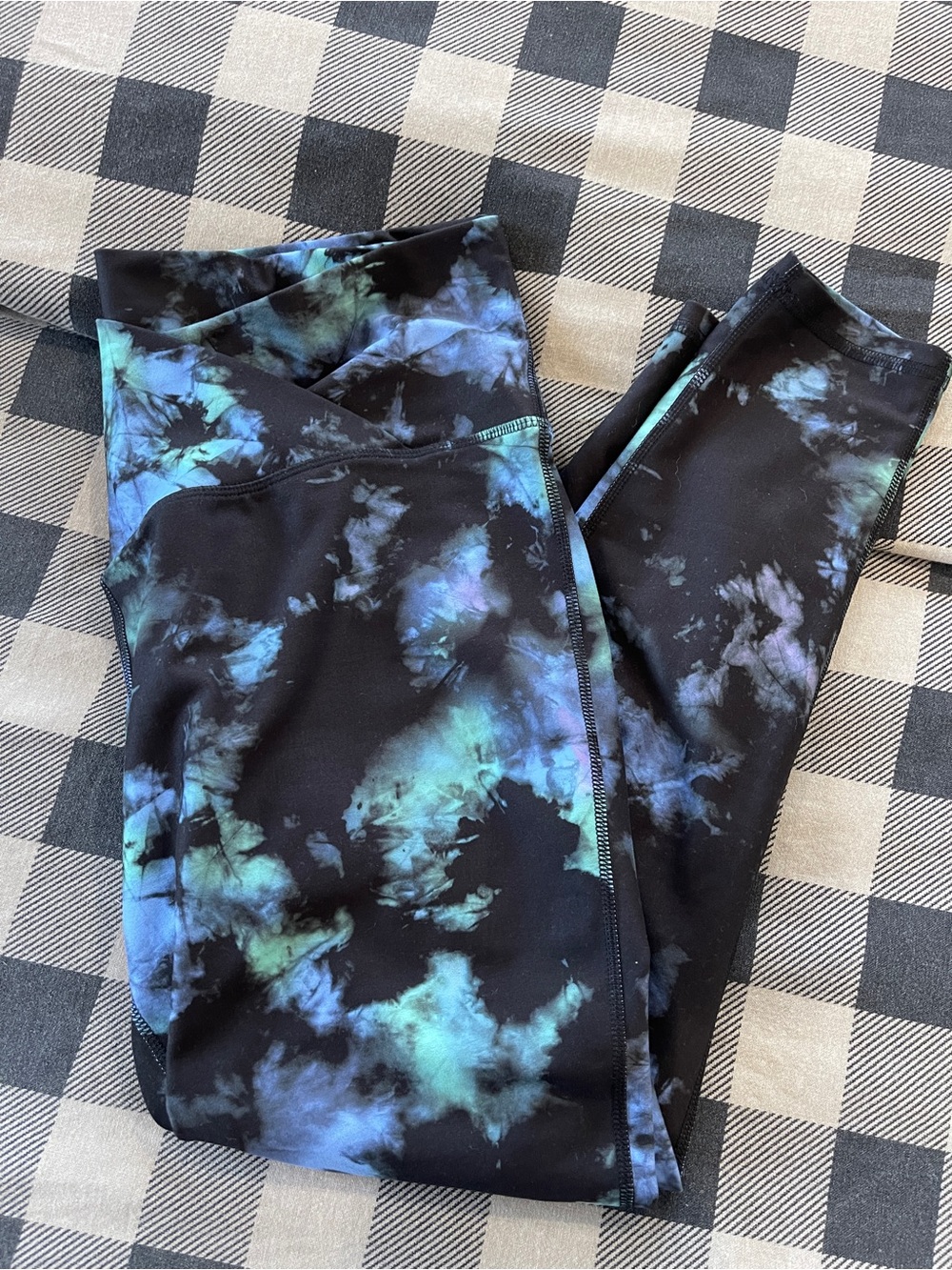 DSG Women’s Athletic Leggings – XL – Black Blue Green Tie-Dye
